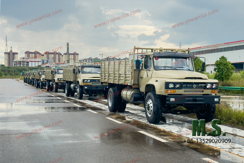 Dongfeng اختبار الإطارات المزدوجة الخلفية لشاحنات 4x4_rocks لعبور الطريق