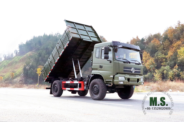 Dongfeng مركبة قلابة 4 × 4 _ شاحنة قلابة ذات رأس مسطح بقوة 210 حصان، شاحنة قلابة ذات كابينة نصف صفية، شاحنة قلابة للتعدين ذات محرك رباعي، مركبة خاصة للتصدير