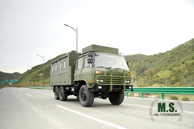 Dongfeng كابينة قيادة متنقلة ذات ستة محركات ذات صف مزدوج شاحنة_EQ2102 أداة إنقاذ شاحنة_6*6 شاحنة كارافان تحويل تصدير مركبة خاصة