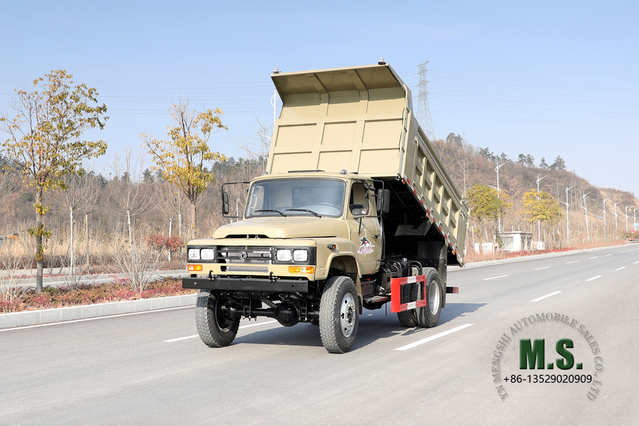 شاحنة قلابة ذات دفع رباعي باللون الرمادي الجملي_ 4*4 170 حصانًا شاحنات التعدين Dongfeng شاحنة قلابة للطرق الوعرة تصدير الشركة المصنعة لتعديل المركبات الخاصة