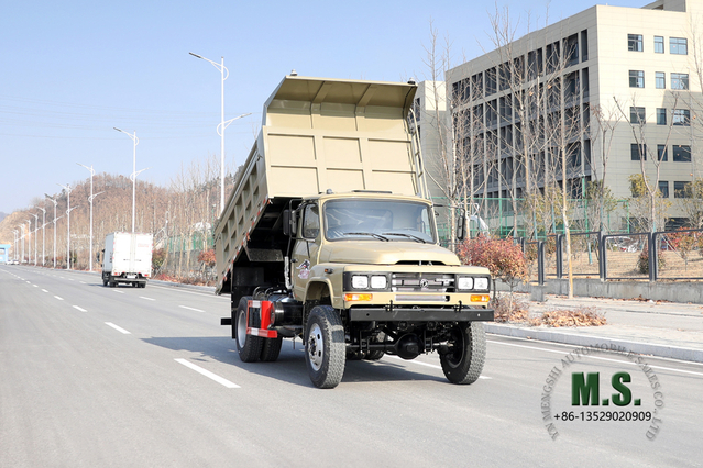 شاحنة قلابة ذات دفع رباعي باللون الرمادي الجملي_ 4*4 170 حصانًا شاحنات التعدين Dongfeng شاحنة قلابة للطرق الوعرة تصدير الشركة المصنعة لتعديل المركبات الخاصة