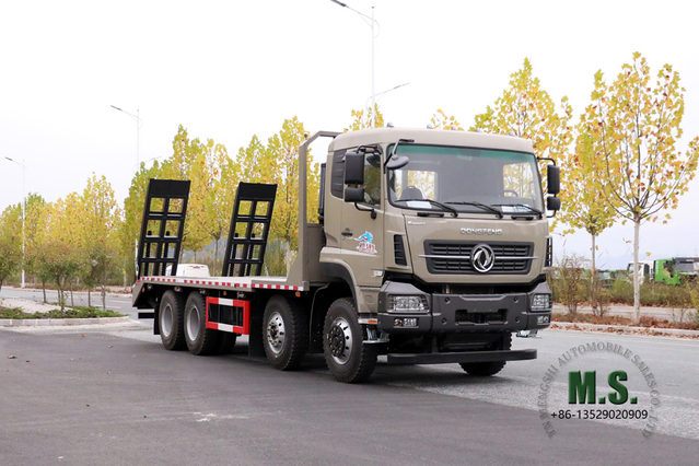 Dongfeng شاحنة مسطحة 30 طن _ Dongfeng مركبة شحن مسطحة 8 × 4 _ شاحنة تصدير خاصة بطول 10 أمتار
