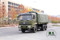 6 × 4 Dongfeng شاحنة للطرق الوعرة _ قوة 210 حصان، شاحنة نقل بنصف كابينة ذات صف مسطح الرأس مع عمود من القماش المشمع _ Dongfeng تصدير مركبة ذات أغراض خاصة