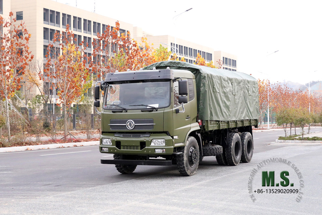 6 × 4 Dongfeng شاحنة للطرق الوعرة _ قوة 210 حصان، شاحنة نقل بنصف كابينة ذات صف مسطح الرأس مع عمود من القماش المشمع _ Dongfeng تصدير مركبة ذات أغراض خاصة