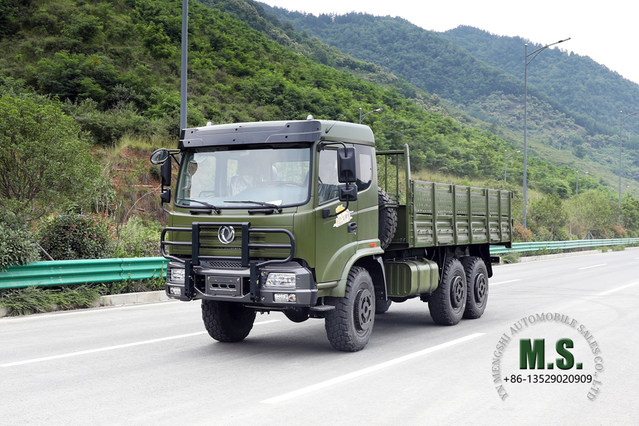 6 × 6 Dongfeng 8T شاحنة خاصة للطرق الوعرة للبيع _ شاحنة تصدير بستة عجلات ذات رأس مسطح صف واحد ونصف مع قضيب تحطم_ الشركة المصنعة لمركبات النقل بقوة 260 حصان