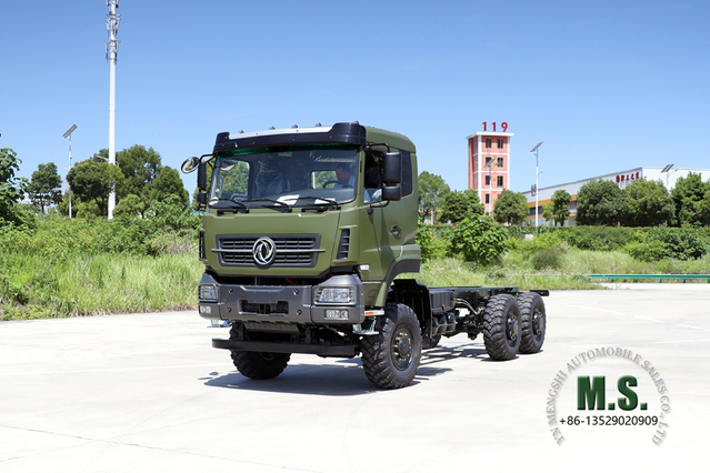 Dongfeng هيكل للخدمة الشاقة للطرق الوعرة 6 × 6 _ 340 حصانًا بستة عجلات ذات دفع طويل للمسافات الطويلة لشاحنة بضائع، الشركة المصنعة لتصدير هيكل السيارة للأغراض الخاصة