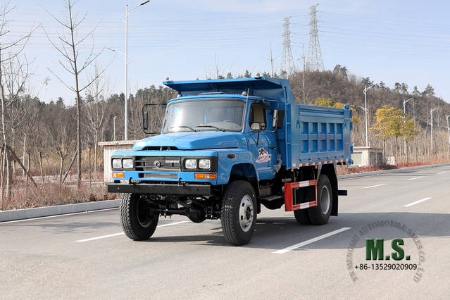 Dongfeng شاحنة قلابة زرقاء 4 × 4 _ 170 حصان، دفع رباعي، رأس مدبب، صف واحد، شاحنات التعدين، شاحنة قلابة للبيع _ تصدير مركبة خاصة