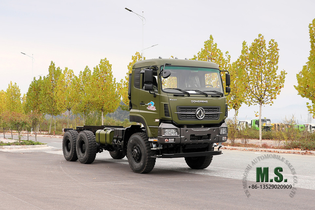 Dongfeng هيكل ذو ستة محركات للطرق الوعرة _ Dongfeng هيكل شاحنة نقل مسطحة الرأس بقوة 450 حصانًا_6 × 6 مصنع تحويل هيكل الشاحنة الخاص للتصدير