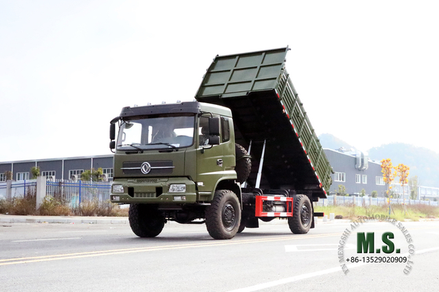 Dongfeng مركبة قلابة 4 × 4 _ شاحنة قلابة ذات رأس مسطح بقوة 210 حصان، شاحنة قلابة ذات كابينة نصف صفية، شاحنة قلابة للتعدين ذات محرك رباعي، مركبة خاصة للتصدير